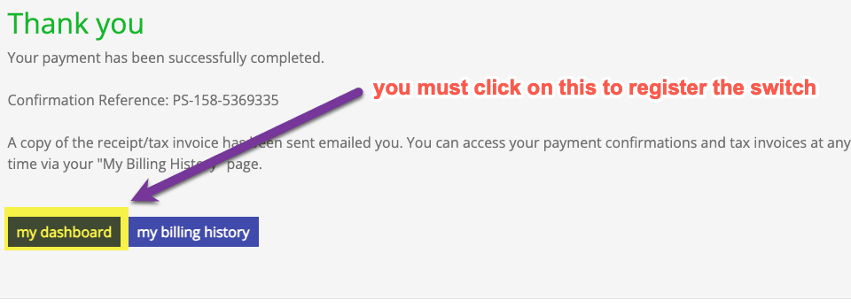 Check your dashboard — screenshot