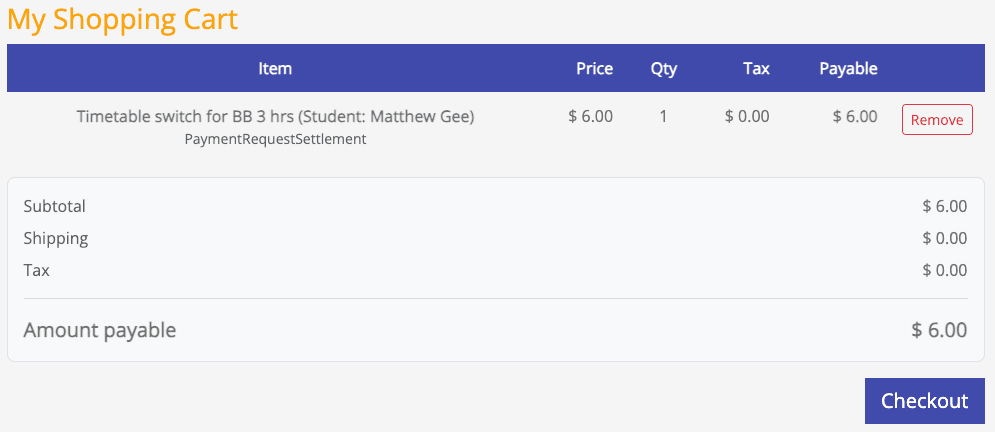Proceed to checkout — screenshot